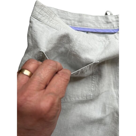 Boden Linen Modern Casual Pants Natural Gray Adj Hem Pockets Relaxed Fit Sz 6L - Picture 11 of 12
